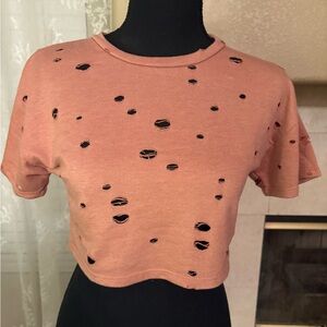 Paper Crane Pink Distressed Short Sleeve Tee